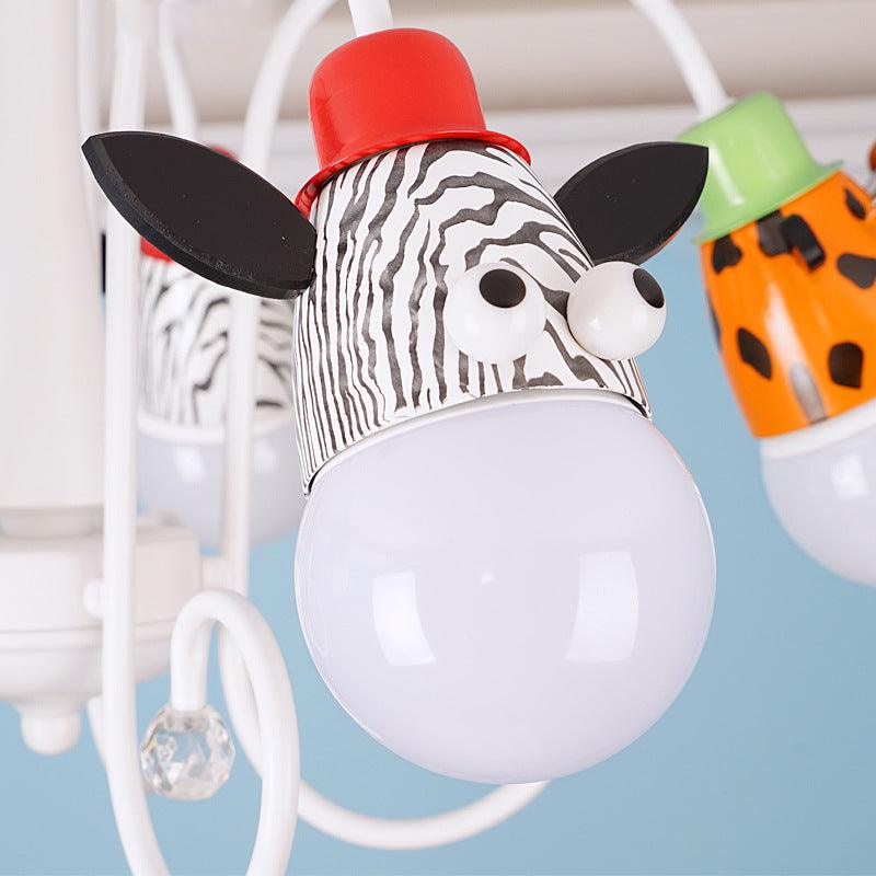 Kid Bedroom Animal Hanging Lights Metal Cartoon White Fixtures - Rebooters