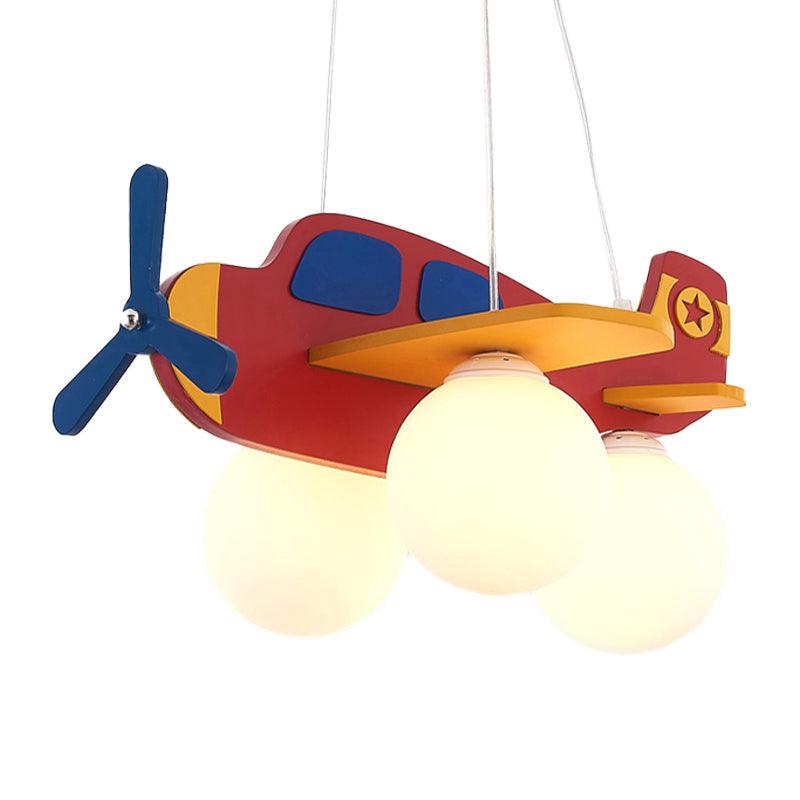 Kid Bedroom Plane Hanging Light with Opal Glass Shade - Rebooters