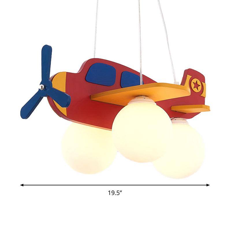 Kid Bedroom Plane Hanging Light with Opal Glass Shade - Rebooters