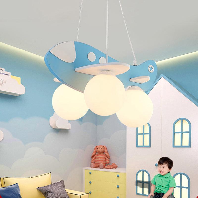 Kid Bedroom Plane Hanging Light with Opal Glass Shade - Rebooters