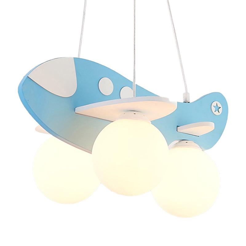 Kid Bedroom Plane Hanging Light with Opal Glass Shade - Rebooters
