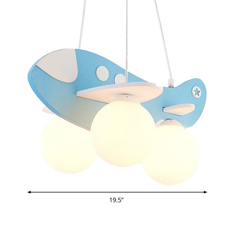 Kid Bedroom Plane Hanging Light with Opal Glass Shade - Rebooters