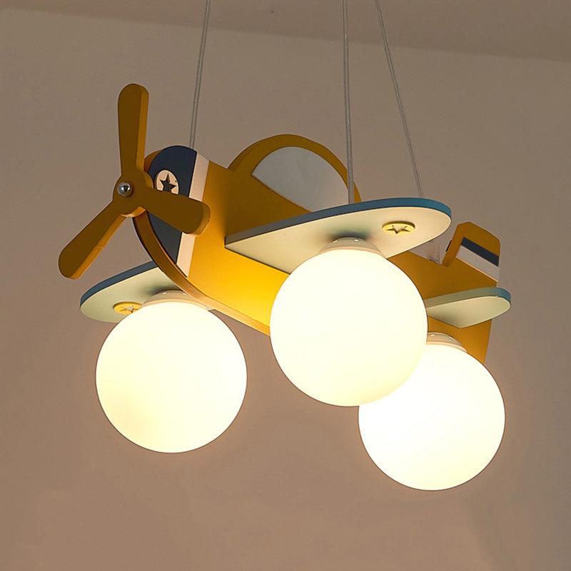 Kid Bedroom Plane Hanging Light with Opal Glass Shade - Rebooters