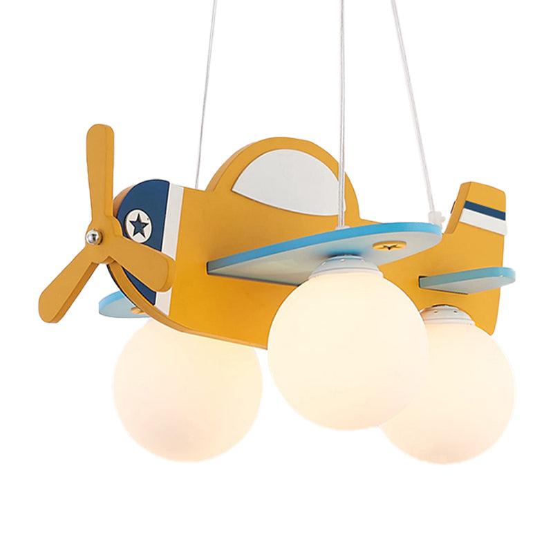 Kid Bedroom Plane Hanging Light with Opal Glass Shade - Rebooters