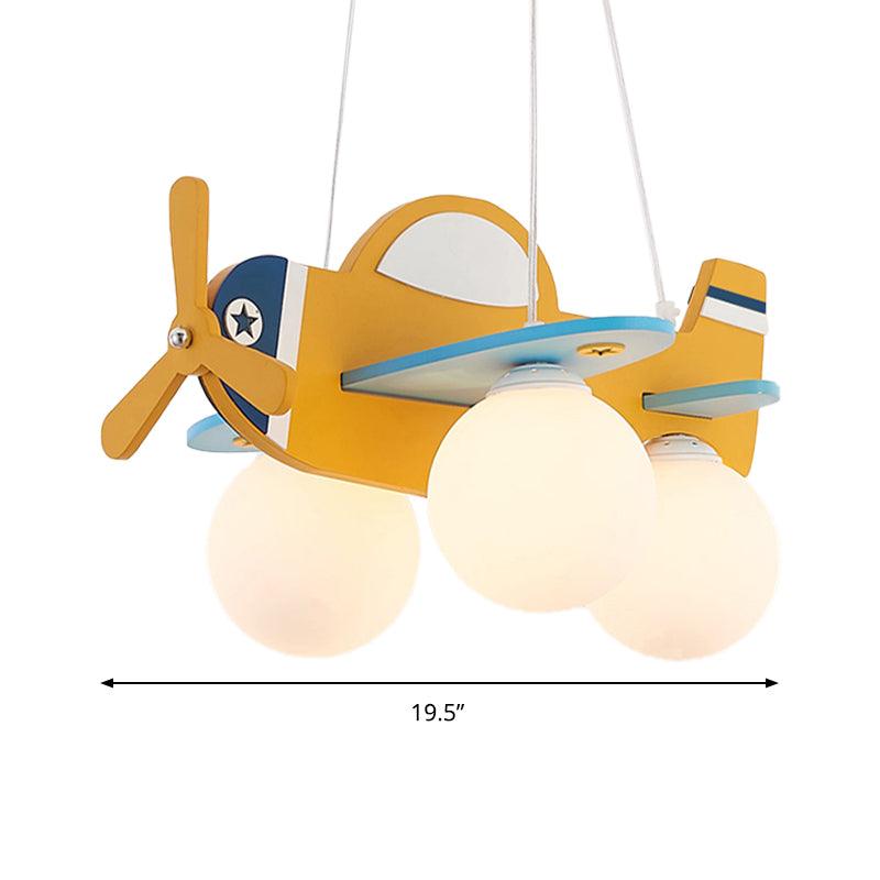 Kid Bedroom Plane Hanging Light with Opal Glass Shade - Rebooters