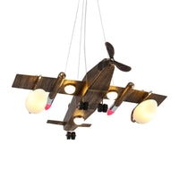 Modern Fighter Plane Hanging Chandelier in Bronze for Bedroom - Rebooters