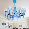 Blue Tapered Shade Hanging Chandelier for Living Room - Rebooters