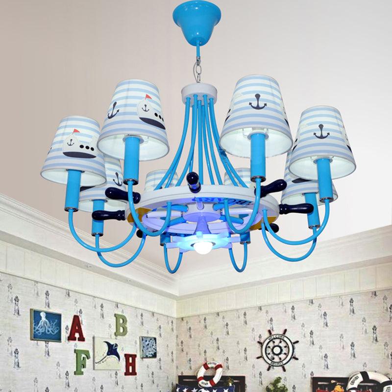 Blue Tapered Shade Hanging Chandelier for Living Room - Rebooters