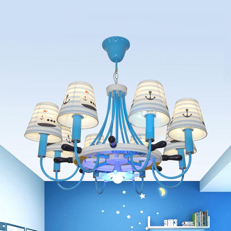 Blue Tapered Shade Hanging Chandelier for Living Room - Rebooters
