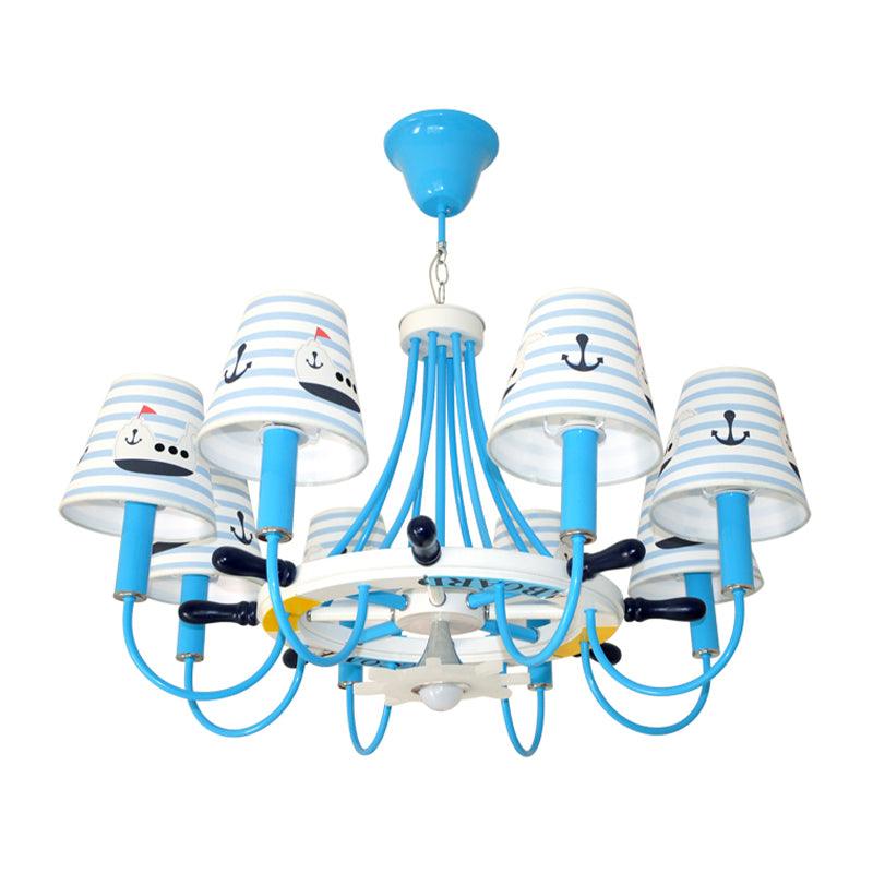 Blue Tapered Shade Hanging Chandelier for Living Room - Rebooters