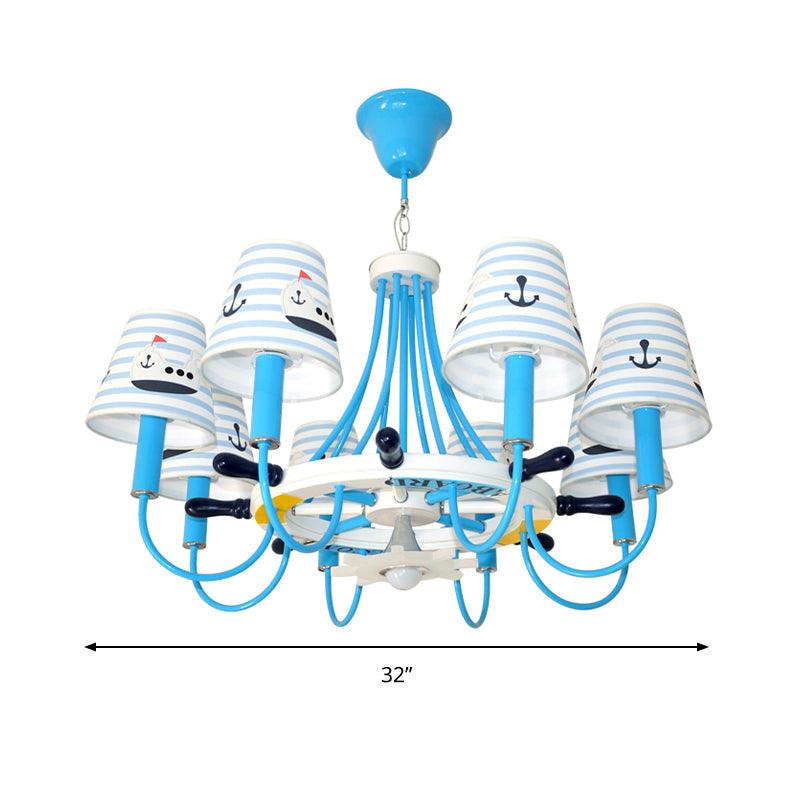 Blue Tapered Shade Hanging Chandelier for Living Room - Rebooters