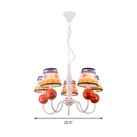 Bedroom Basketball Hanging Lamp Metal 5 Lights Cartoon Chandelier - Rebooters