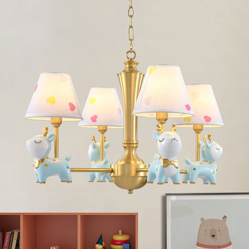 Contemporary Tapered Shade Hanging Light Fixture with Deer Chandelier for Living Room - Rebooters