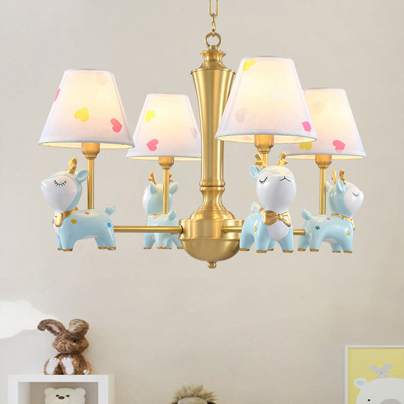 Contemporary Tapered Shade Hanging Light Fixture with Deer Chandelier for Living Room - Rebooters