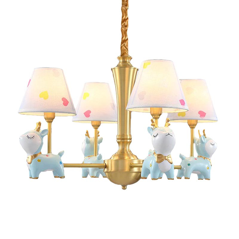 Contemporary Tapered Shade Hanging Light Fixture with Deer Chandelier for Living Room - Rebooters