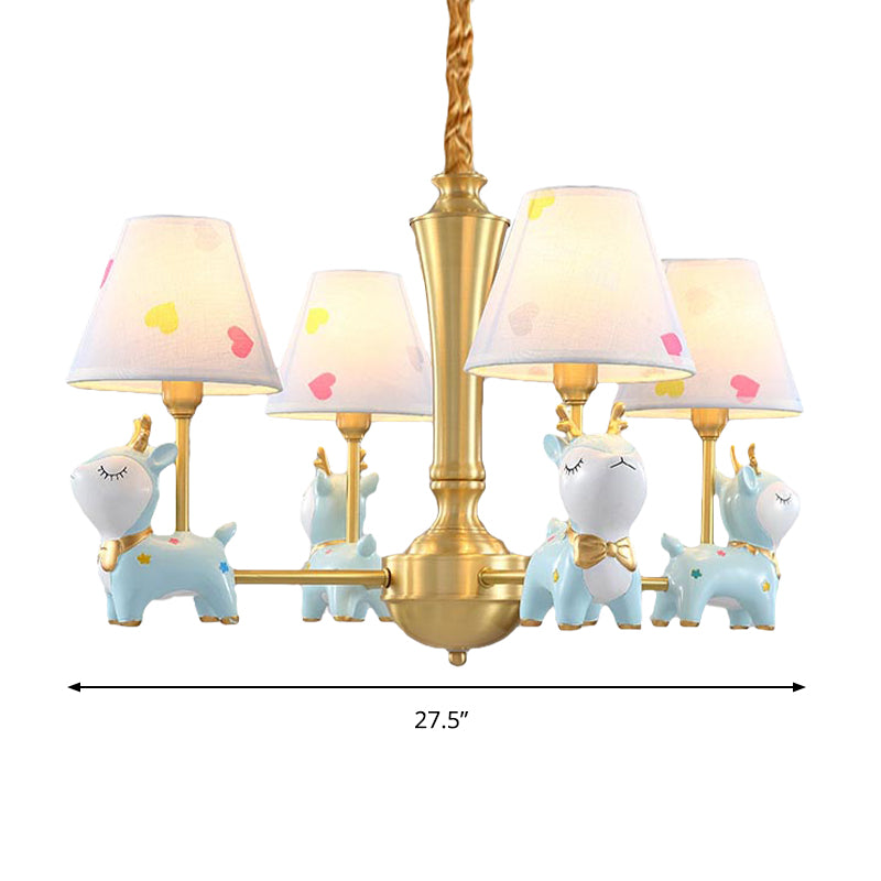 Contemporary Tapered Shade Hanging Light Fixture with Deer Chandelier for Living Room - Rebooters