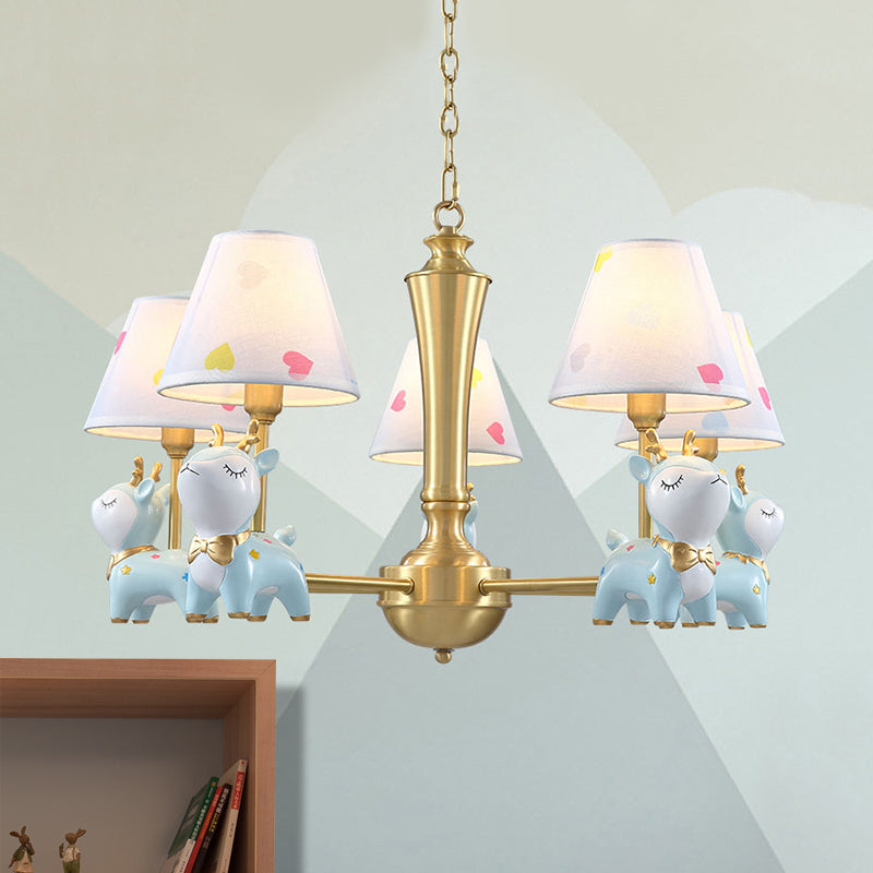 Contemporary Tapered Shade Hanging Light Fixture with Deer Chandelier for Living Room - Rebooters