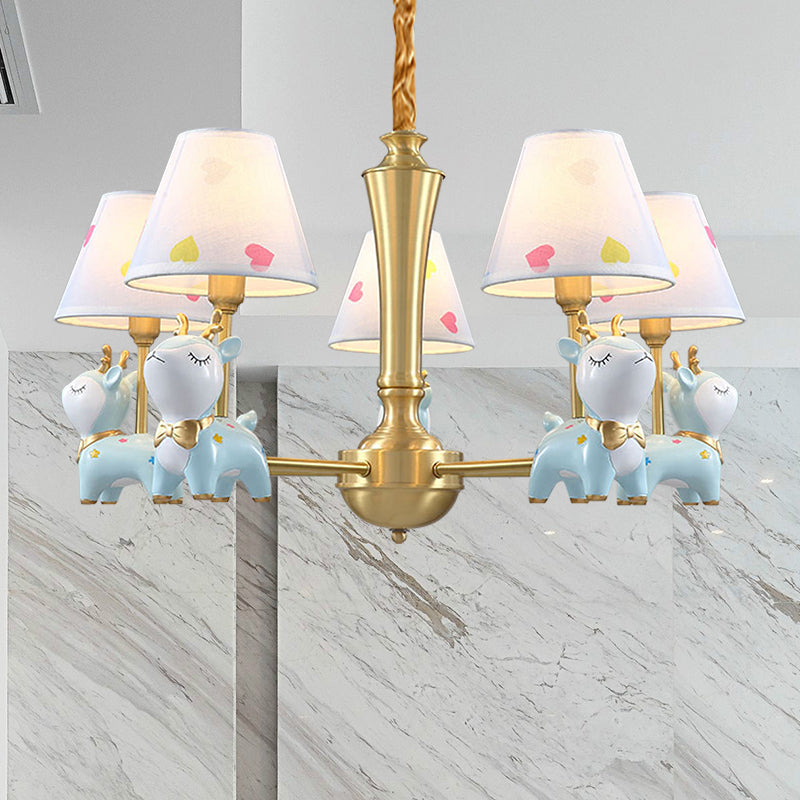 Contemporary Tapered Shade Hanging Light Fixture with Deer Chandelier for Living Room - Rebooters