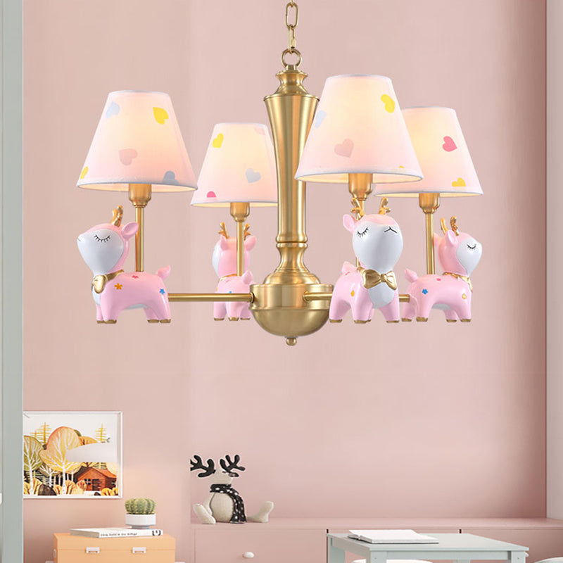 Contemporary Tapered Shade Hanging Light Fixture with Deer Chandelier for Living Room - Rebooters