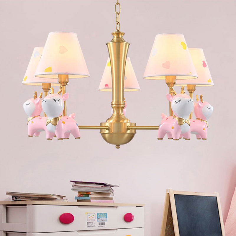 Contemporary Tapered Shade Hanging Light Fixture with Deer Chandelier for Living Room - Rebooters