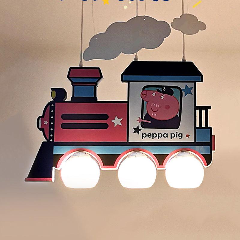 Cartoon Train Hanging Pendant Lights Metal Lamp in Blue - Rebooters