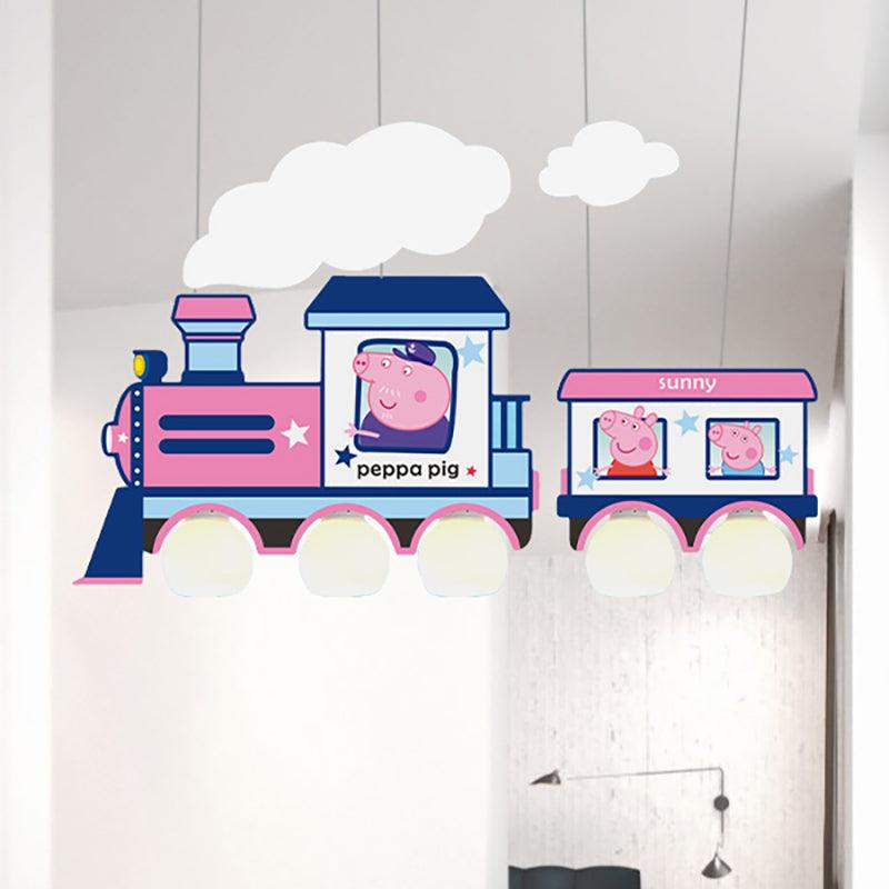Cartoon Train Hanging Pendant Lights Metal Lamp in Blue - Rebooters