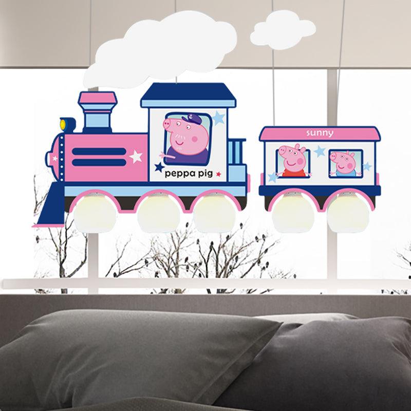 Cartoon Train Hanging Pendant Lights Metal Lamp in Blue - Rebooters