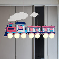 Cartoon Train Hanging Pendant Lights Metal Lamp in Blue - Rebooters