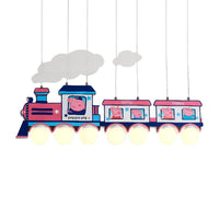Cartoon Train Hanging Pendant Lights Metal Lamp in Blue - Rebooters