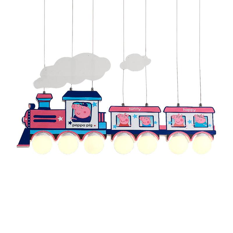 Cartoon Train Hanging Pendant Lights Metal Lamp in Blue - Rebooters