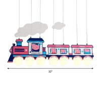 Cartoon Train Hanging Pendant Lights Metal Lamp in Blue - Rebooters