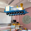 Blue Train Hanging Pendant Light Cartoon Metal Chandelier - Rebooters