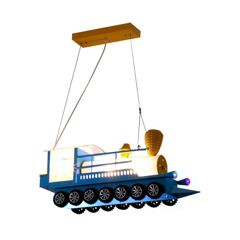 Blue Train Hanging Pendant Light Cartoon Metal Chandelier - Rebooters