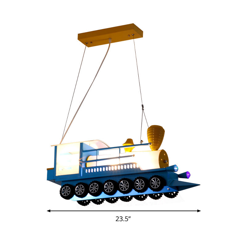 Blue Train Hanging Pendant Light Cartoon Metal Chandelier - Rebooters