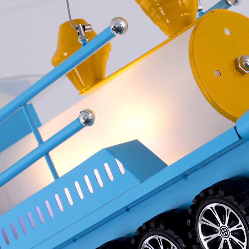 Blue Train Hanging Pendant Light Cartoon Metal Chandelier - Rebooters