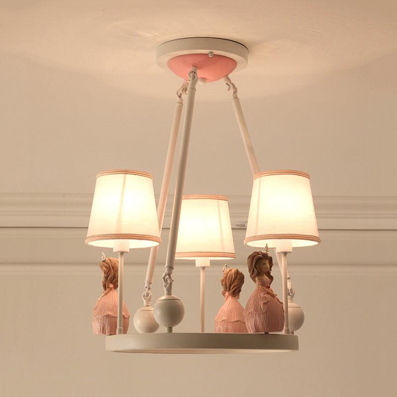 Pink Tapered Shade Pendant Lights for Girls Bedroom Chandelier - Rebooters