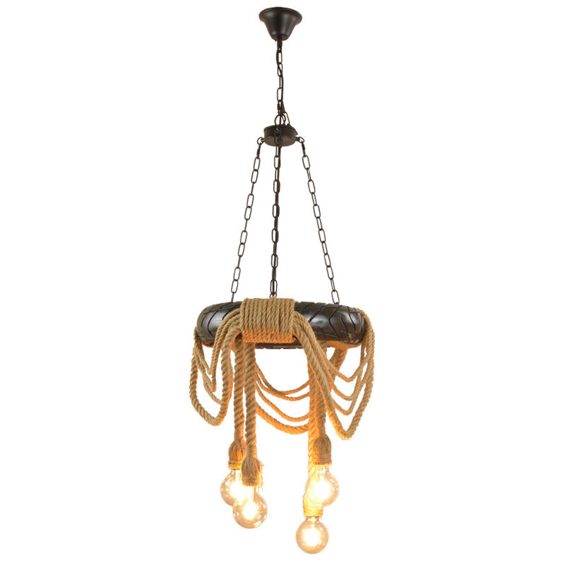 Beige 4 Heads Chandelier Lighting Farmhouse Pendant Fixture - Rebooters