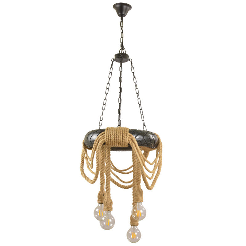 Beige 4 Heads Chandelier Lighting Farmhouse Pendant Fixture - Rebooters