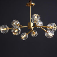 Beveled Cut Crystal Ball Chandelier Modern 6 Bulb Brass Light - Rebooters