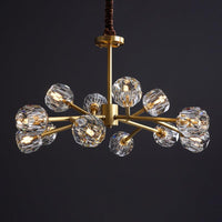 Beveled Cut Crystal Ball Chandelier Modern 6 Bulb Brass Light - Rebooters