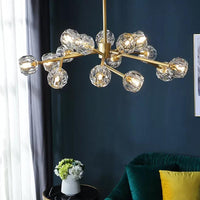 Beveled Cut Crystal Ball Chandelier Modern 6 Bulb Brass Light - Rebooters