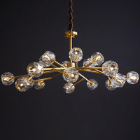 Beveled Cut Crystal Ball Chandelier Modern 6 Bulb Brass Light - Rebooters