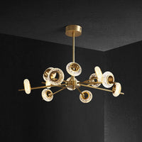 8/12/18-Head Circlet Chandelier Light Brass Crystal Pendant - Rebooters