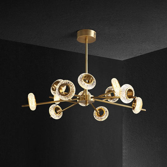 8/12/18-Head Circlet Chandelier Light Brass Crystal Pendant - Rebooters