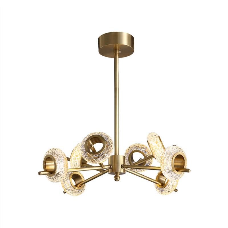 8/12/18-Head Circlet Chandelier Light Brass Crystal Pendant - Rebooters
