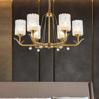 3/6/8-Light Hand-Blown Textured Glass Chandelier Light - Rebooters