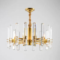 8-Bulb Crystal Rod Pendant Lamp Postmodern Brass Sputnik Chandelier - Rebooters