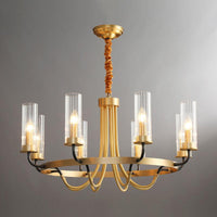 6/8 Lights Tube Up Chandelier Black Gold Glass Ceiling Lamp - Rebooters