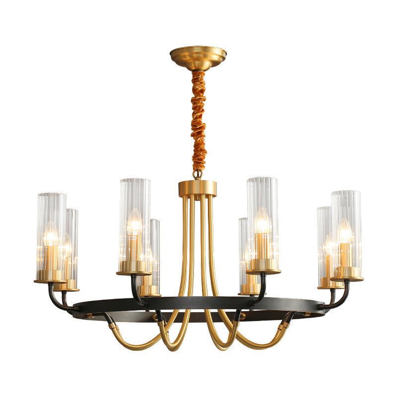 6/8 Lights Tube Up Chandelier Black Gold Glass Ceiling Lamp - Rebooters