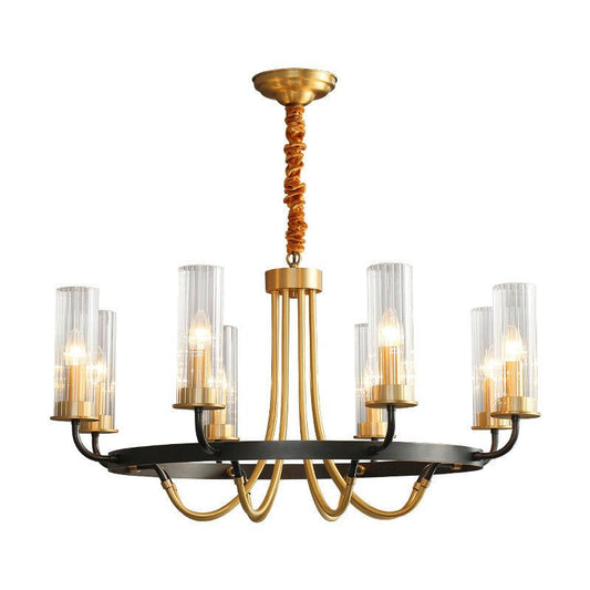 6/8 Lights Tube Up Chandelier Black Gold Glass Ceiling Lamp - Rebooters